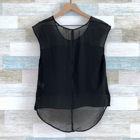 Urban Outfitters Silence + Noise Sheer Panel Top Black High Low Hem Womens Small - Picture 4 of 7